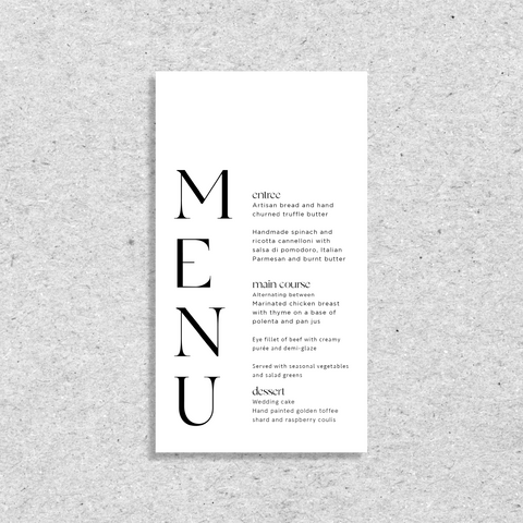 Initial Love - Menu