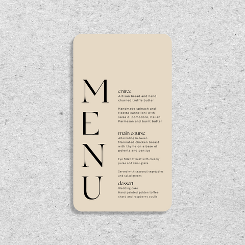 Initial Love - Menu