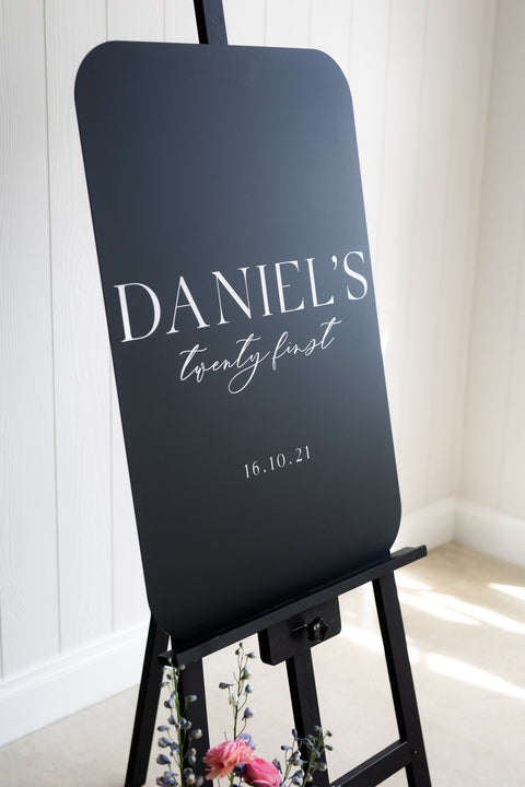 Black Rounded Edge Rectangle Acrylic Sign