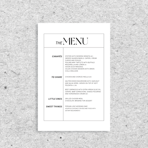 Newyork - Menu