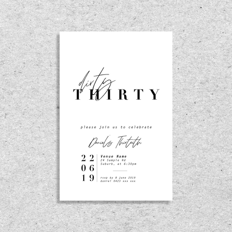 Dirty Thirty - Invitation